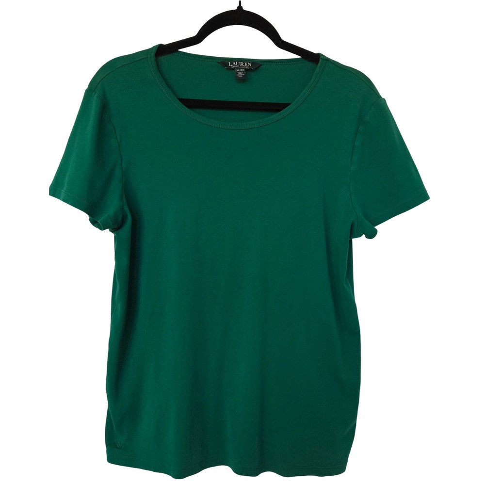Lauren Ralph Lauren Green Short Sleeve Logo T-Shirt XL Preppy Old Money Capsule
